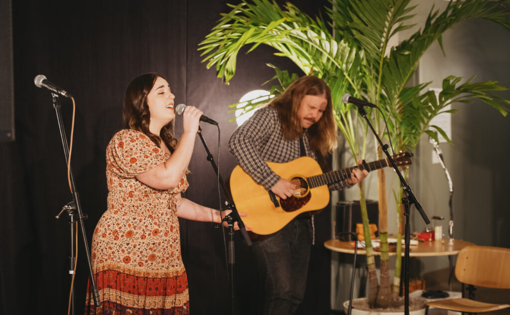 Duo Beth // James performing at the 2023 NewSong Music Competition at Citizen Vinyl,